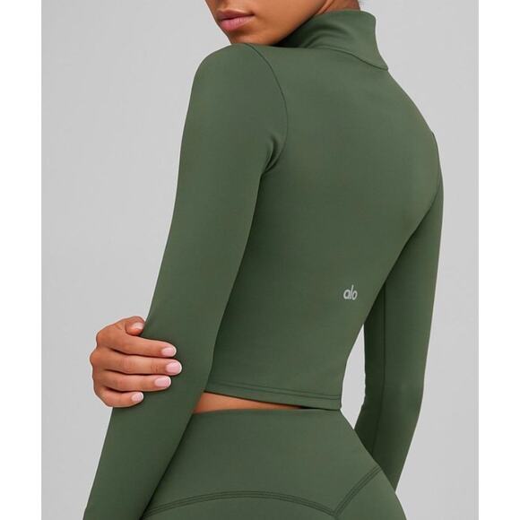 Alo Softsculpt Precision 1/4 Zip Long Sleeve in Clover Green Size Small - Picture 1 of 1